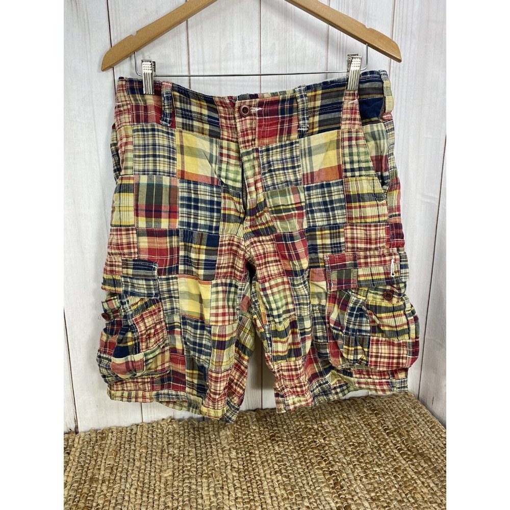 Gap Khaki Men’s Madras Plaid Patchwork Shorts - Size 33
